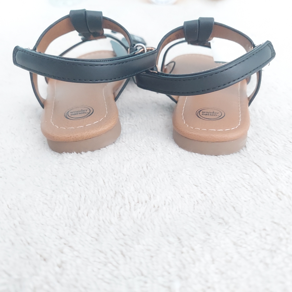 Wonder Nation Baby Girls Black Braided Black Strappy Sandals Toddler Size 8 NWT - Picture 4 of 5